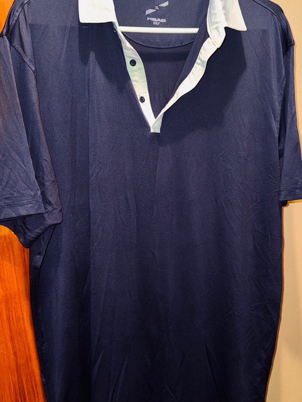 Head Navy Polo with White Contrast Collar